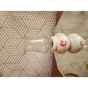 Vintage Homco Ceramic Hurricane Candleholder with Pink Flowers